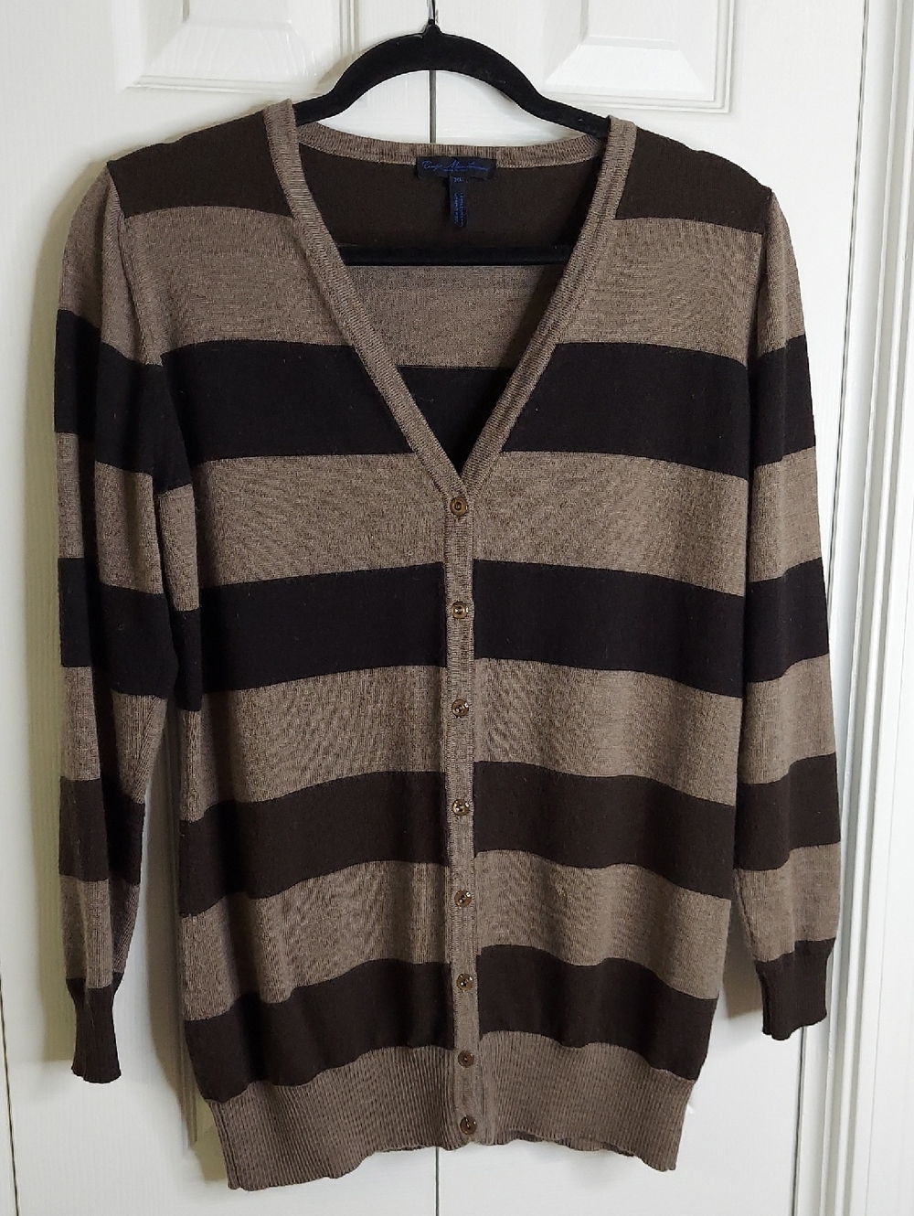 Enzo Mantovani Cardigan Sweater, Size XL, 100% Wool, Stripes
